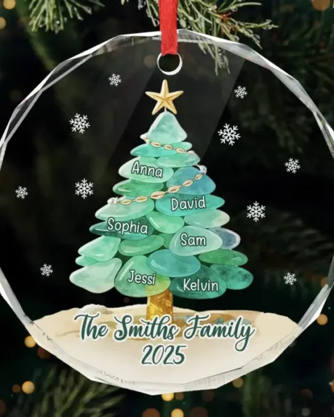 Bespoke Sea Glass Circle Glass Ornament - Peace By The Waves