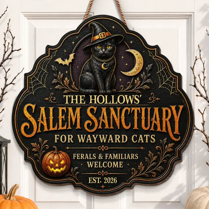 Made-to-Order Wood Sign - Spooky Season Feline Love - Image 2