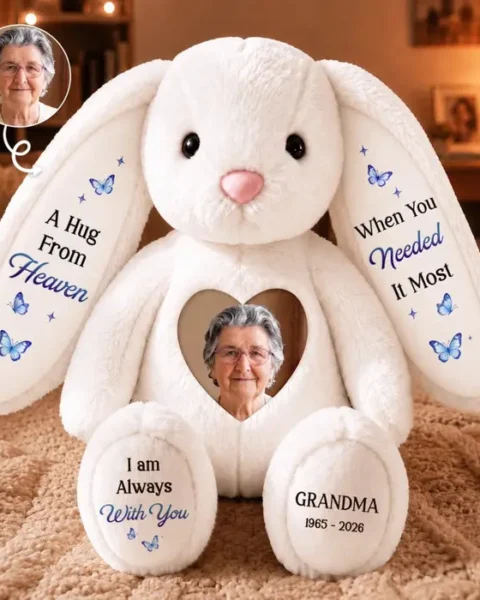 Personalized Photo Heart Bunny Plush - Forever Remembered With Love