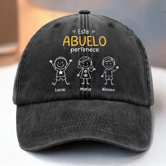 Bespoke Gorra de Béisbol Personalizada de Mezclilla Vintage Lavada – Regalos de Cumpleaños Personalizados para Papá, Abuelo – Este Abuelo Pertenece