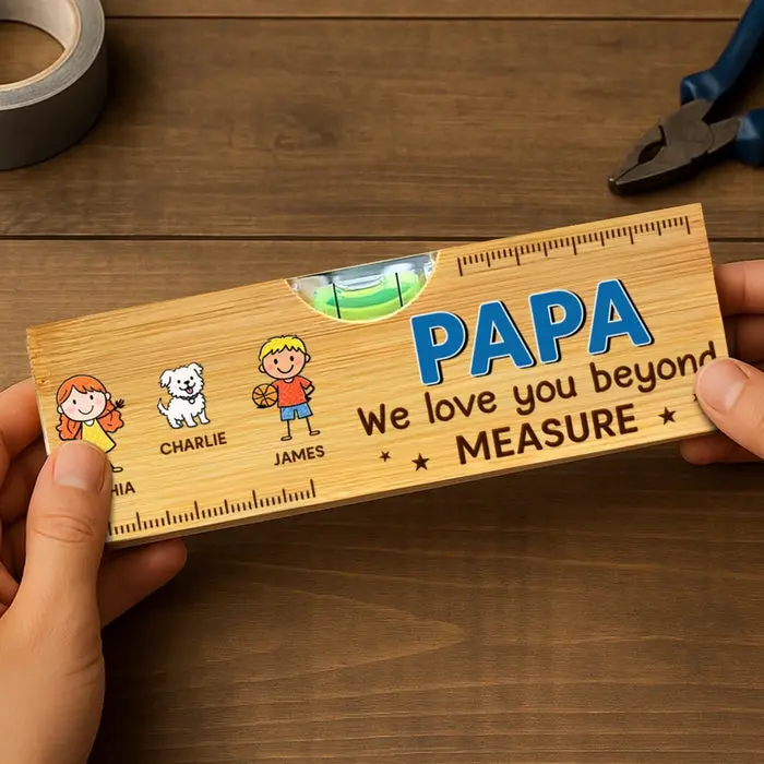 Made-to-Order Wooden Bottle Opener With Built-in Spirit Level - The Heart Of The Family - Image 2