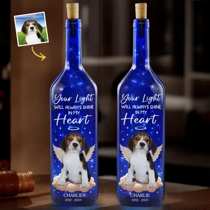 Tailored Photo Your Light Will Always Shine In My Heart | Sympathy Gift For Pet Owners, Pet Lovers