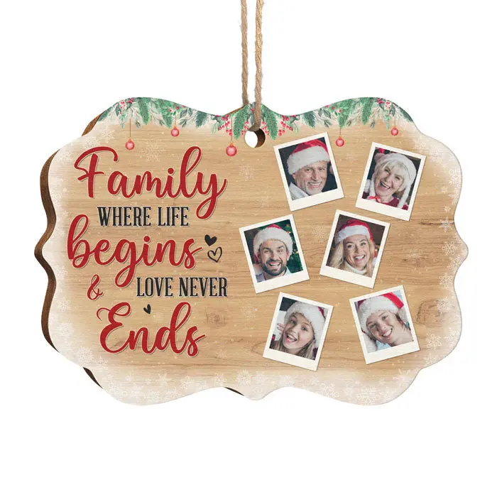 Personalized Family Life Begins And Love Never Ends - Upload Image, Gift For Family, Christmas Gift - Image 2
