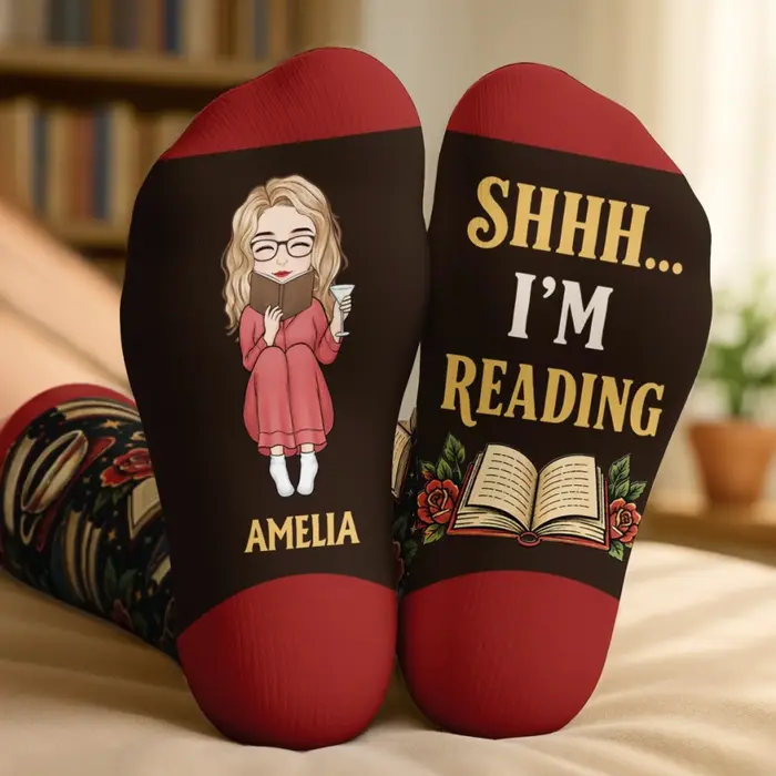 Bespoke Crew Socks ~ Stay Home And Read