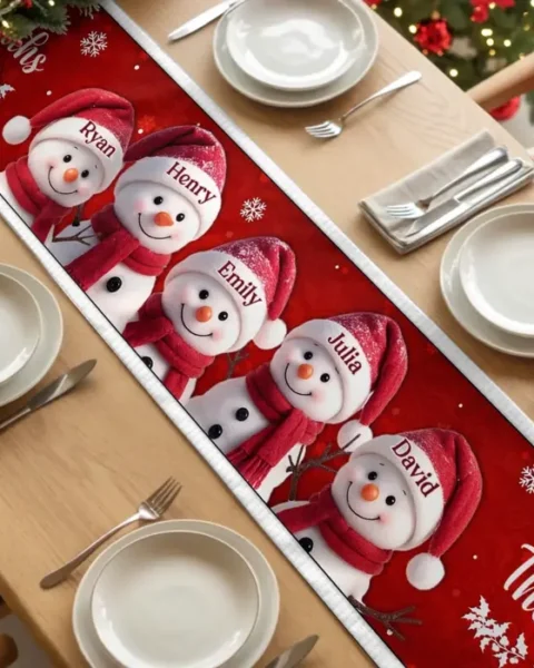 Tailored Snowman Table Runner - Joy Wrapped Around Our Hearts