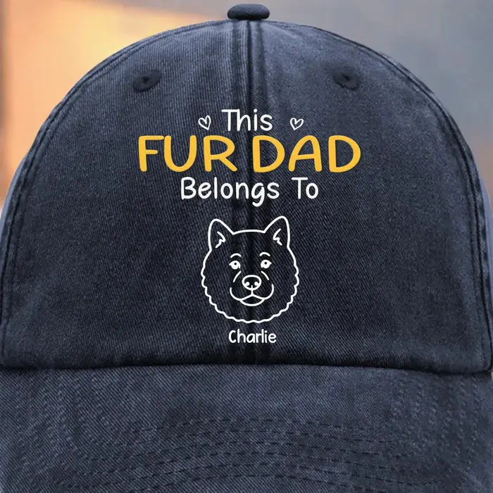 Personalized Vintage Washed Denim Baseball Cap | Proud Father Of Fur Legends - Image 2