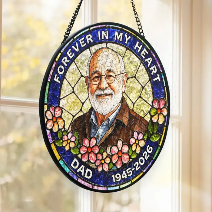 Bespoke Photo Stained Glass Window Hanging SuncatcherAlways With Us In Spirit - Image 2