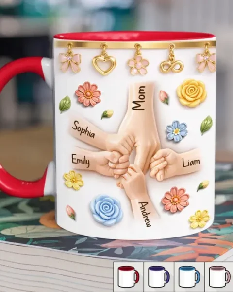 Bespoke 3D Inflated Effect Printed Accent Mug ~ Grandma And Mom With Love