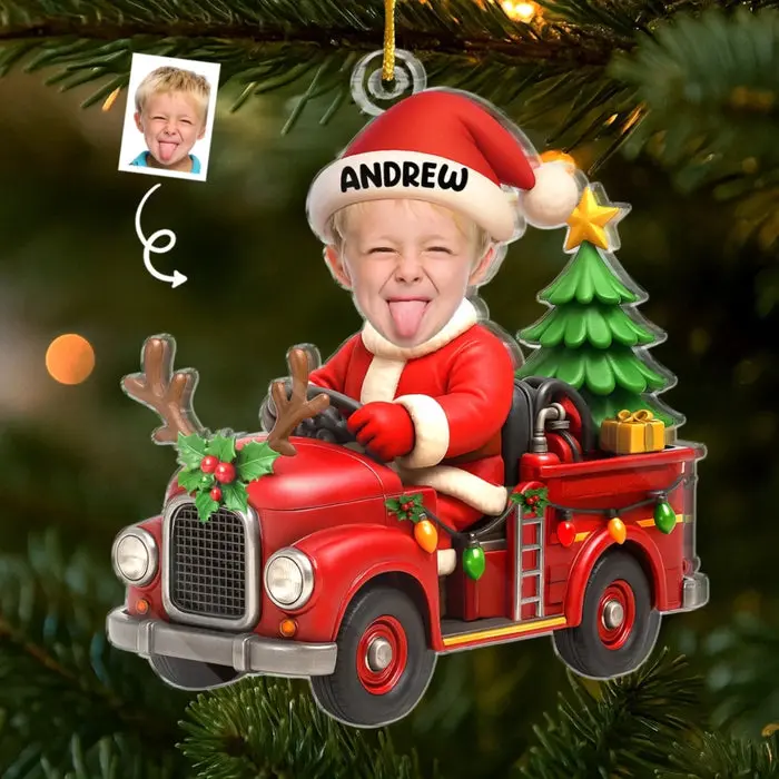 Made-to-Order Photo Acrylic Ornament | Driving Into Holiday Magic