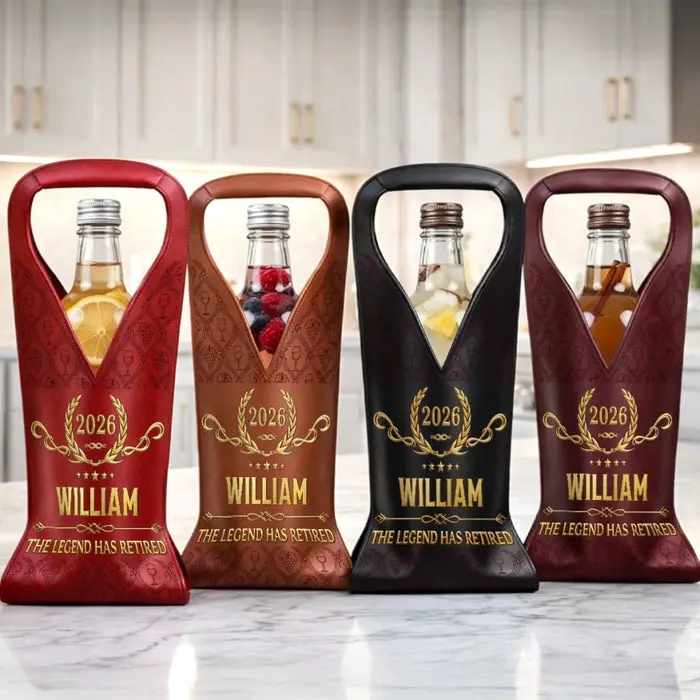 Personalized Leather Wine Bag ~ Retirement Looks Good On You - Image 2
