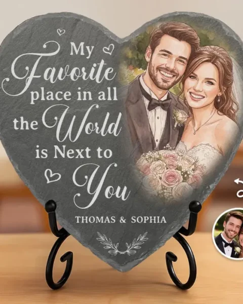 Tailored Photo Heart Shaped Stone With Stand - Always Next To You
