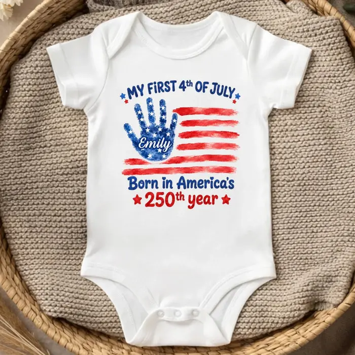 Made-to-Order Baby OnesieMy First 4th Of July - Image 2