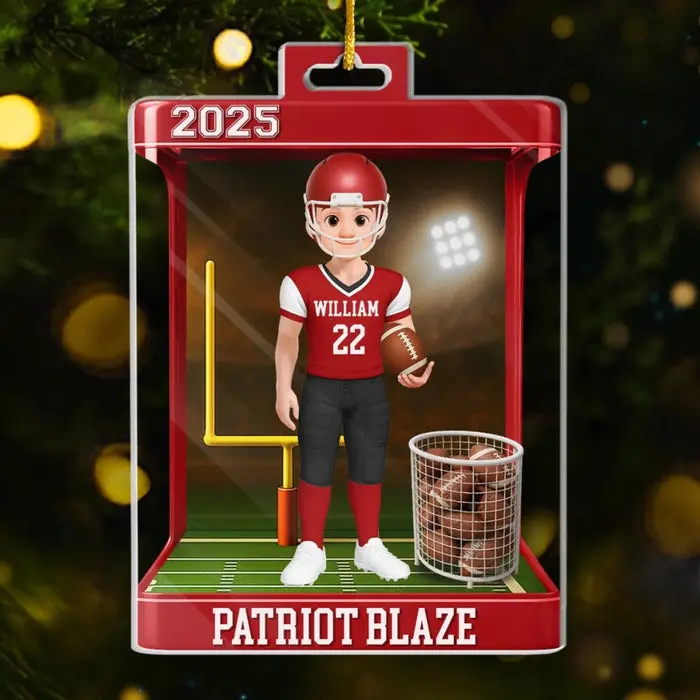 Custom-Made American Football Acrylic Ornament | Born To Play