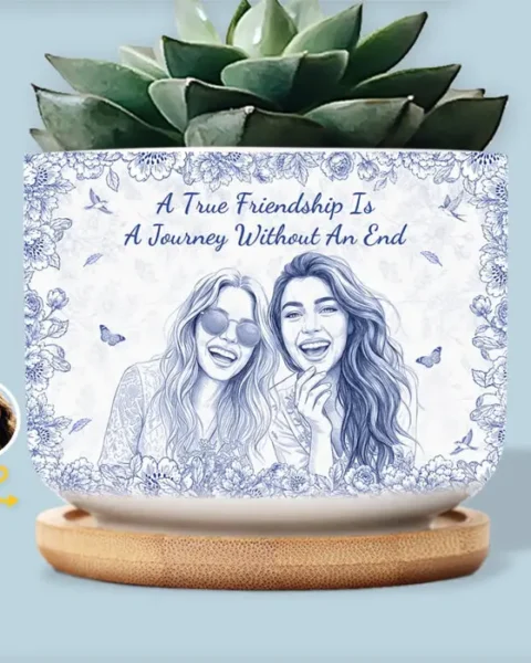 Made-to-Order Photo Home Decor Ceramic Plant Pot ~ A Beautiful Friendship Blooms