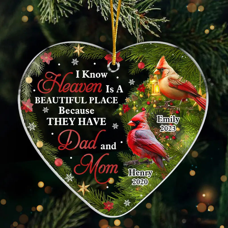 Custom-Made I Know Heaven Is A Beautiful Place ~ Acrylic Heart Shaped - Sympathy Gift For Family Members