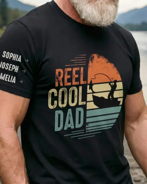 Personalized Unisex T-Shirt With Design On Sleeve - The Fishing Legend