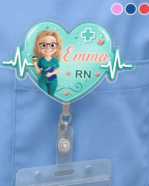 Made-to-Order Acrylic Badge Reel ~ Caring With Heart