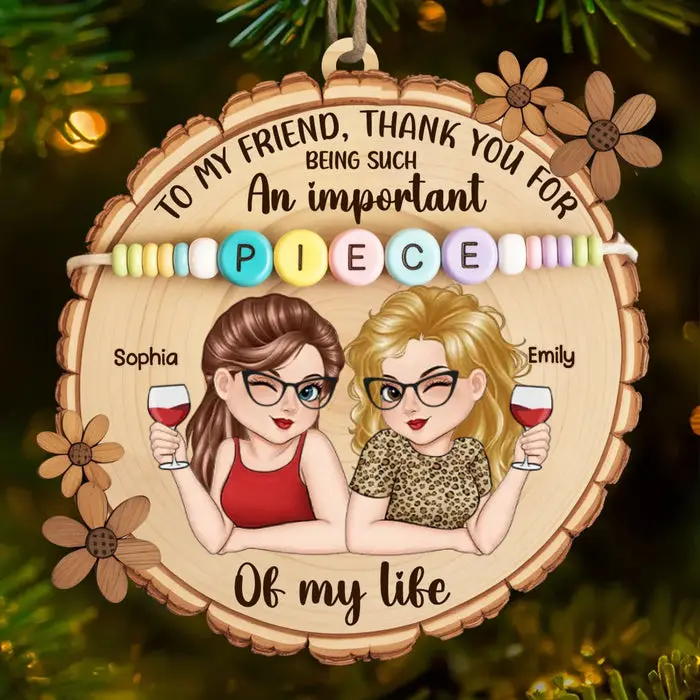 Custom-Made Wood Ornament - Snowflakes Sparkle Like Our Friendship - Image 2