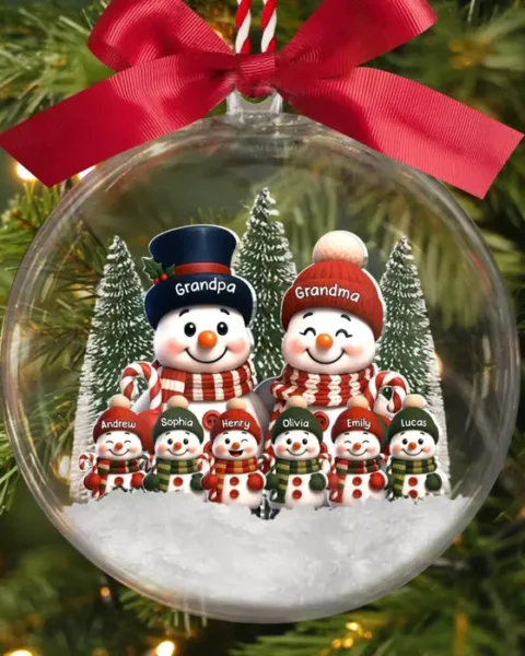 Made-to-Order Snowman 3D Acrylic Ball Ornament ~ Our Favorite Christmas Memories