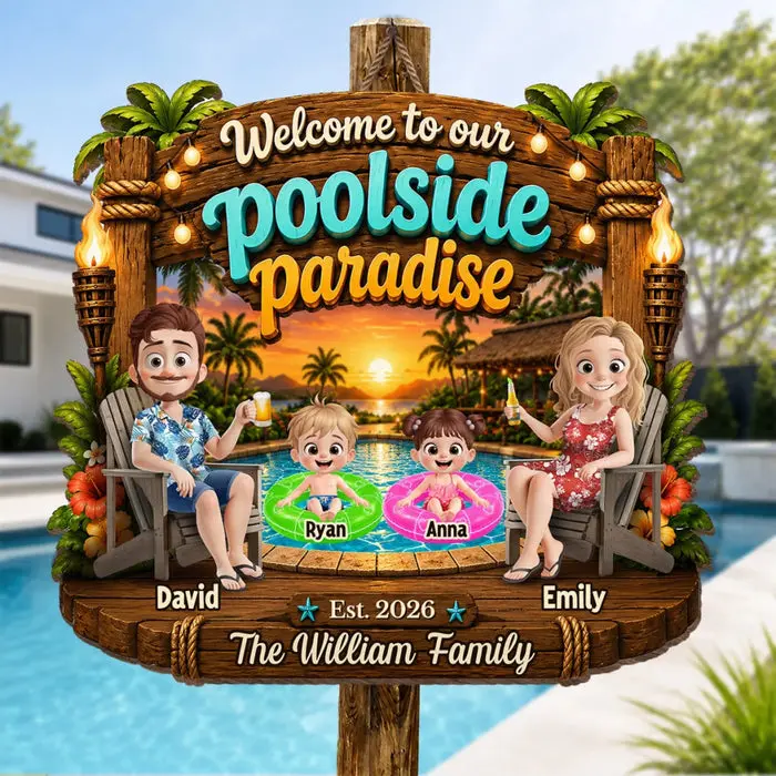 Custom-Made Poolside Wood Sign | Making Waves Daily