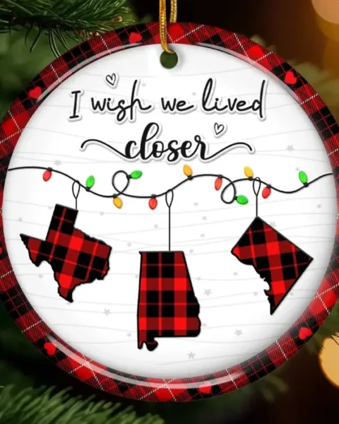Custom-Made Long Distance Ceramic Ornament | Together No Matter Where