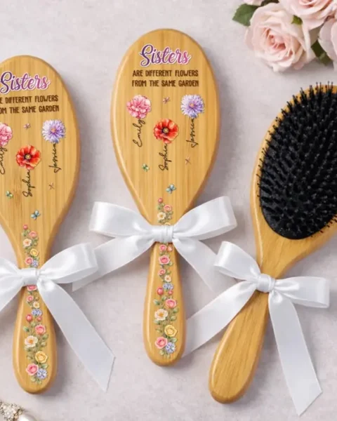 Made-to-Order Birth Month Flower Hair Brush | Best Friends Through Everything