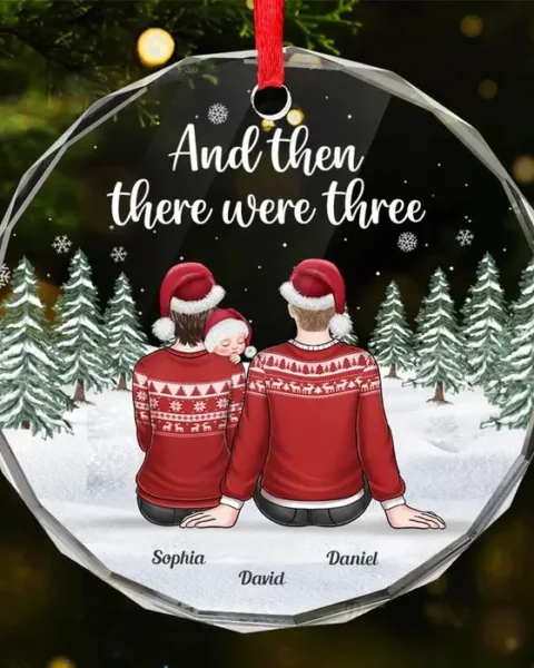 Bespoke Our First Christmas As A Family Of Three ~ Christmas Gift For Family Members, Baby Kids, Newborn Baby, First Christmas