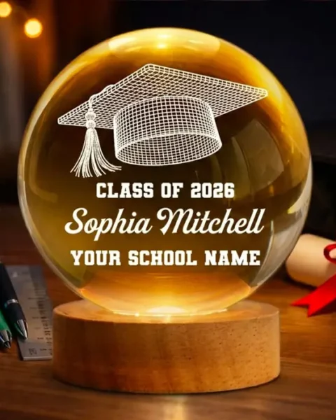 Personalized Crystal Globe Lamp - Shine Into Your Future