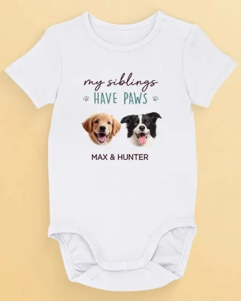 Bespoke Photo Growing Up With Paws And Little LaughsBaby Shower Gift, Gift For Pet Owners, Pet Lovers