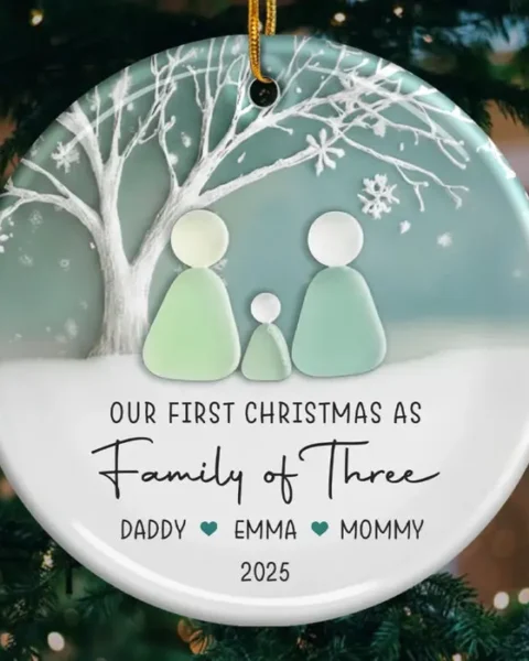 Personalized Sea Glass Ceramic Ornament - Anchored In Each Other