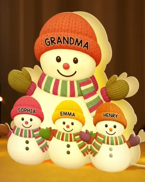 Bespoke Snowman Shaped Light Box ~ A Snowman Family Full Of Joy