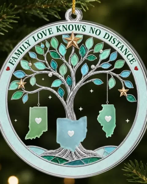 Custom-Made Long Distance Acrylic Ornament - Love Keeps Us Connected