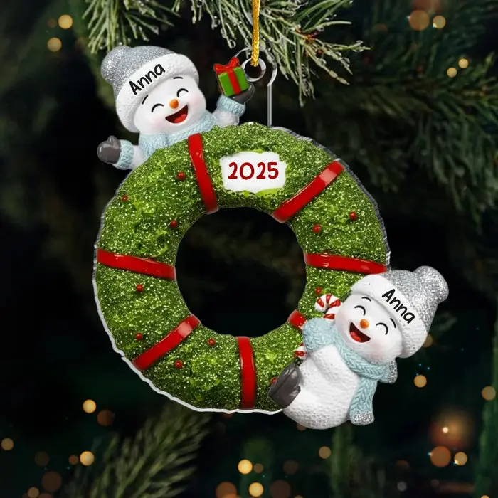 Custom-Made Snowman Family Acrylic Ornament - Our Frosty Little Family - Image 2