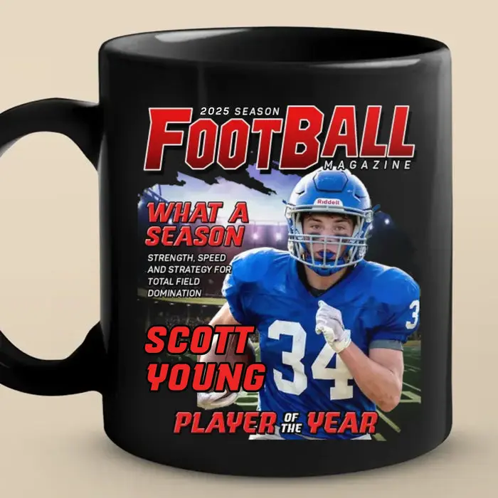 Custom-Made Photo Magazine Black Mug ~ Game On, Greatness In Motion - Image 2