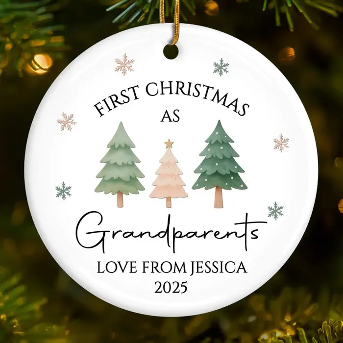 Custom-Made Baby's First Christmas Grandparents Ceramic Ornament ~ Promoted To Grandparents - Image 2