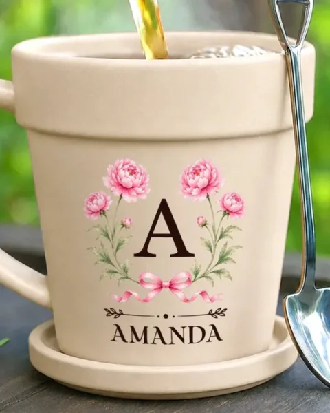 Personalized Plant Pot Ceramic Mug - Earthy Girl Aesthetic