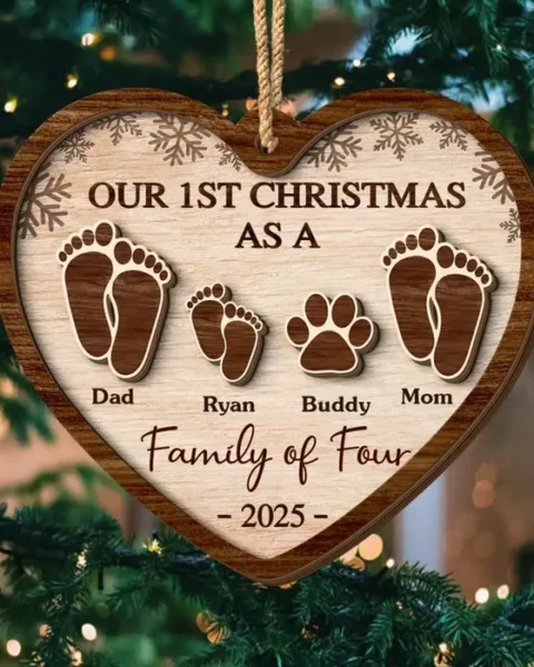 Made-to-Order First Christmas Double Layer Wooden Ornament | Love Connects Every Heart Together