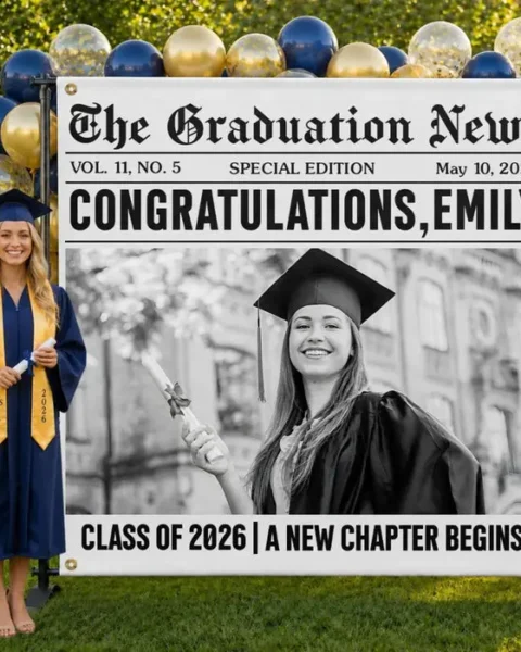 Personalized Photo Backdrop ~ Her Milestone Made The News
