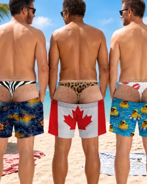 Custom-Made Amusing Men Swim TrunksCaught With Pants Down