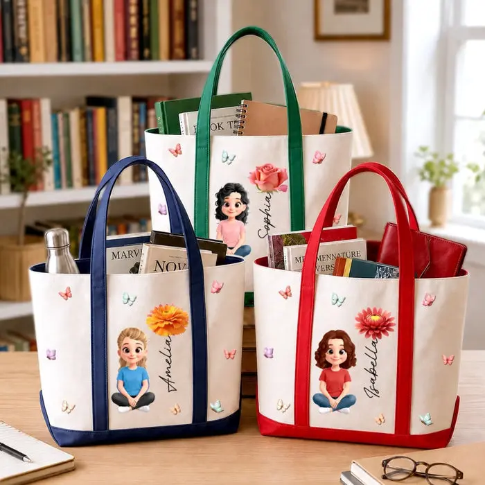 Bespoke Canvas Tote Bag - Your Name In Floral Paradise