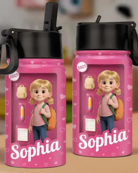 Tailored 3D Inflated Effect Printed Kids Water Bottle - Every Day Is A New Page In Your Story