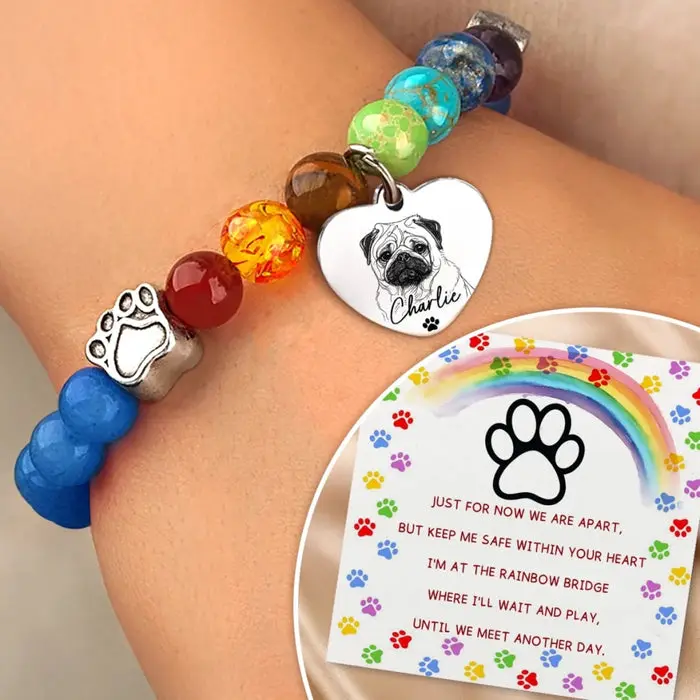 Tailored Photo Rainbow Bridge BraceletKeep Me Safe Within Your Heart - Image 2