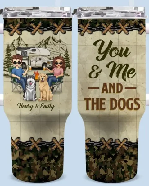 Bespoke You And Me And The Dog - Gift For Husband Wife, Camping Lovers, Pet Owners, Pet Lovers