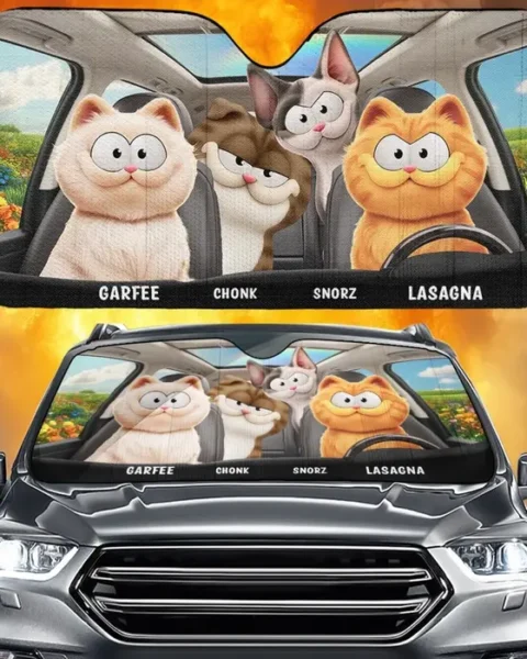 Tailored Auto Windshield Sunshade, Car Window Protector ~ Road Trips With My Furry Crew
