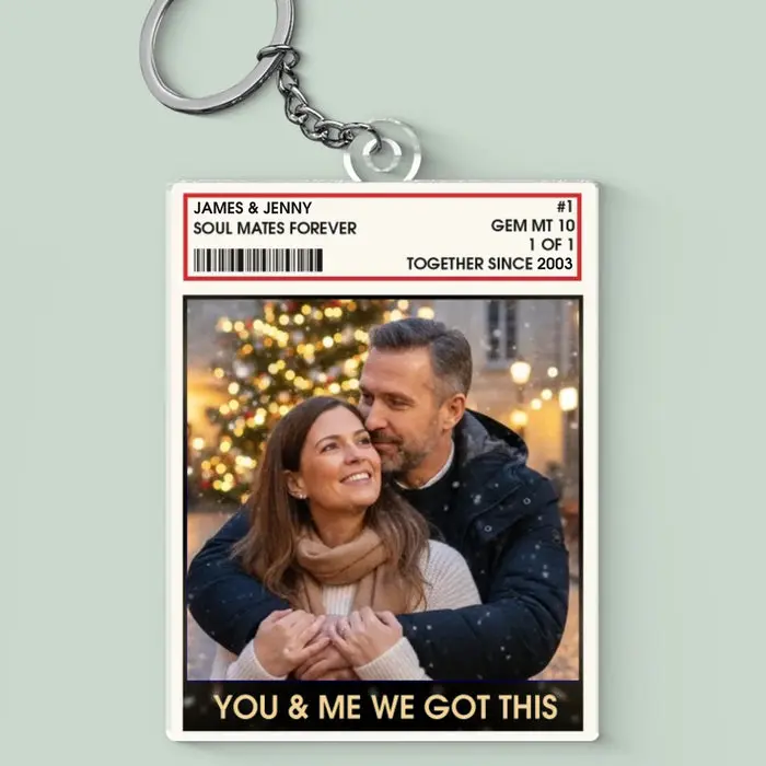Personalized Photo Shaped Acrylic Keychain - Love Grows Stronger Here - Image 2