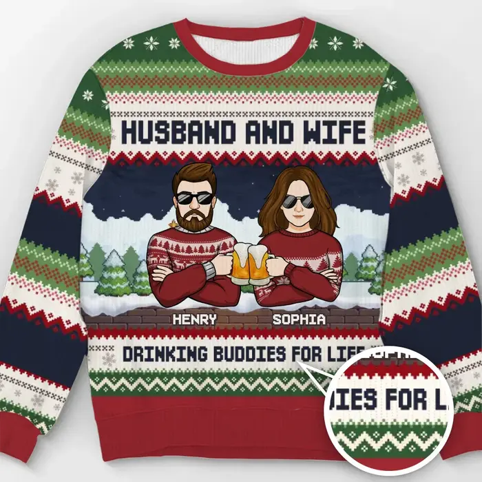 Bespoke Cheers To Us And A Season Full Of Happiness - Unisex Wool Jumper - Christmas Gift For Husband Wife, Anniversary - Image 2