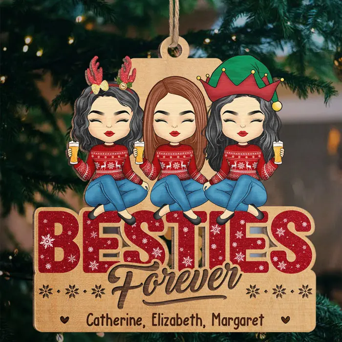 Bespoke Bestie Forever ~ Wood Unique Shaped - Christmas Gift For Best Friends, BFF, Sisters