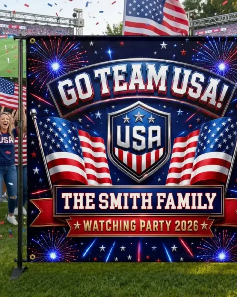 Bespoke USA World Football Backdrop ~ Rocking The Ultimate Team Spirit