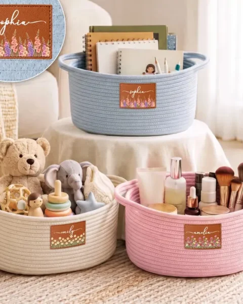 Custom-Made Woven Rope Basket - Choose Happy Every Day