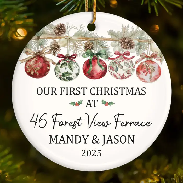 Made-to-Order First Christmas In New Home Ceramic Ornament ~ Our Story Begins At Home - Image 2